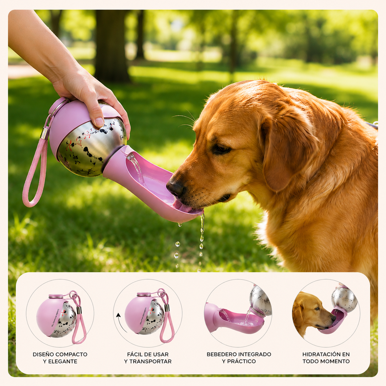 PawFlow 2 en 1™ | Botella Portátil para Mascotas